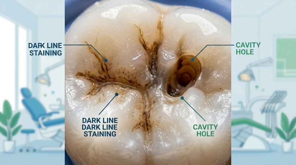 stain or cavity