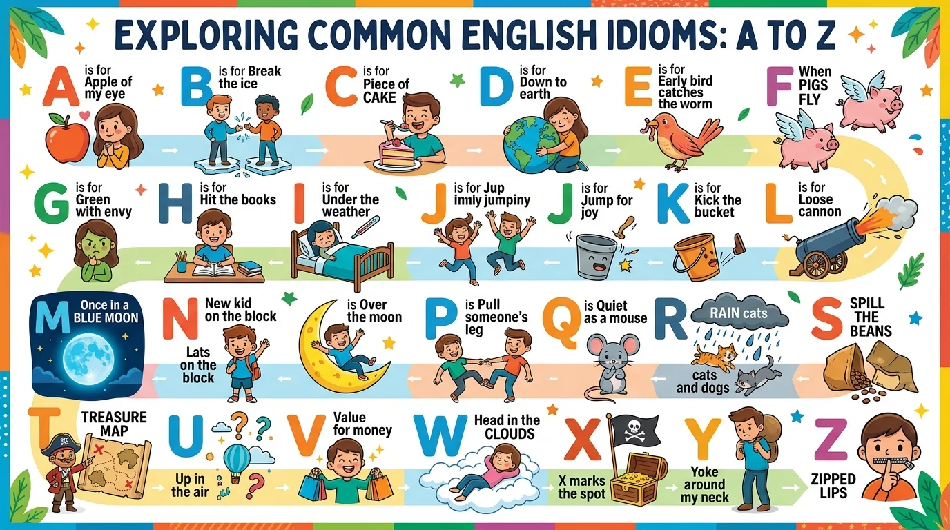 a to z idioms with meanings and sentences